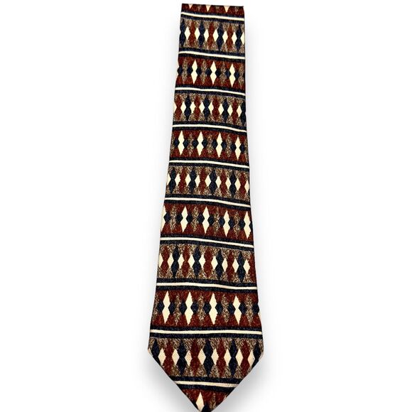 G.J. Cahn‎ Mens Vintage Silk Dress Tie Made in USA Geometric Diamond 60" 3.75" - Picture 4 of 9
